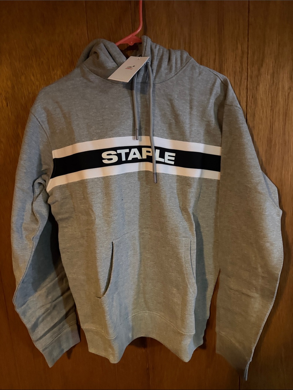 Staple Grey Hoodie with Black & White Chest Stripe